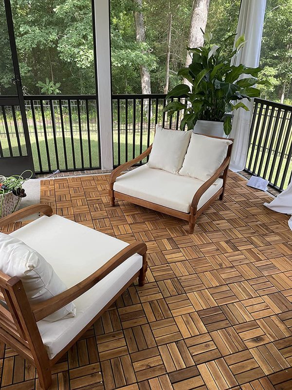 Interlocking Patio Tiles 12 Slats Natural Color 6 Interlocking Patio Tiles 12 Slats Natural Color VG12V 7