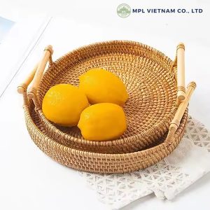 Wicker Basket, Round Dinner Plate with Handle 4 Wicker Basket