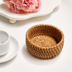 Handwoven Natural Rattan Snack Bowl – 10 cm Mini Serving Basket for Nuts, Candy and Sticky Rice