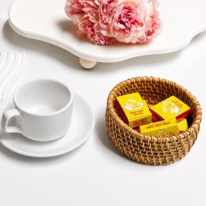 Handwoven Natural Rattan Snack Bowl – 10 cm Mini Serving Basket for Nuts, Candy and Sticky Rice product view