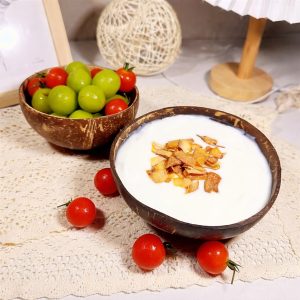Natural Coconut Shell Bowl with Coconut Wood Spoon – 13–16cm 3 natural coconut shell bowl - craftsmanship detail