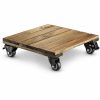 Square Acacia Plant Caddy with Locking Casters – Dark Walnut, 30cm 10 acacia plant caddy - product view