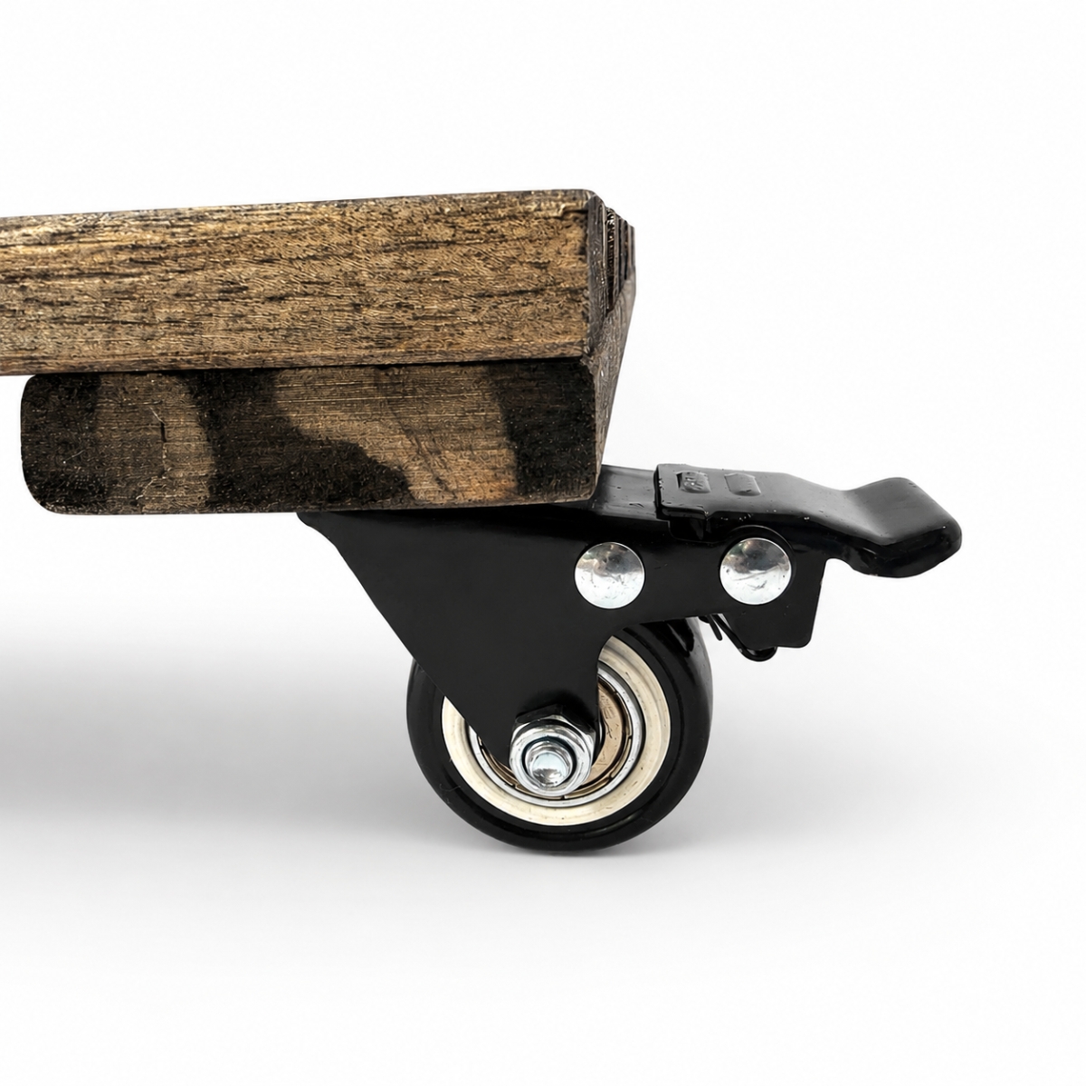 Square Acacia Plant Caddy with Locking Casters – Dark Walnut, 30cm 5 acacia plant caddy - front view