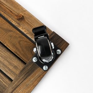 Square Acacia Plant Caddy with Locking Casters – Dark Walnut, 30cm 3 acacia plant caddy - craftsmanship detail