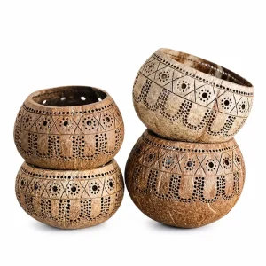 coconut shell tealight holder - front view