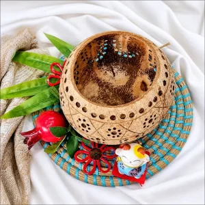 coconut shell tealight holder - craftsmanship detail