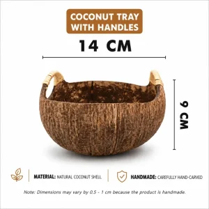coconut shell bowl with handles - front view