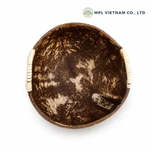 coconut shell bowl with handles - detail view