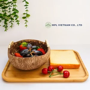 coconut shell bowl with handles - craftsmanship detail