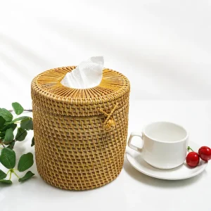 Handwoven Natural Rattan Tissue Box Holder – 14cm Handmade Décor 5 Handwoven Natural Rattan Tissue Box Holder for warm home décor
