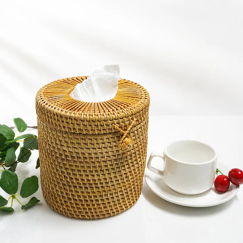 Handwoven Natural Rattan Tissue Box Holder for warm home décor Handwoven Natural Rattan Tissue Box Holder for warm home décor