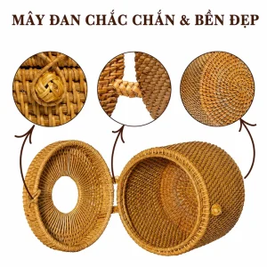 Handwoven Natural Rattan Tissue Box Holder – 14cm Handmade Décor 3 Handwoven Natural Rattan Tissue Box Holder 14cm dimensions
