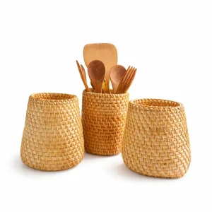 handmade rattan pencil cup CM10T - product view