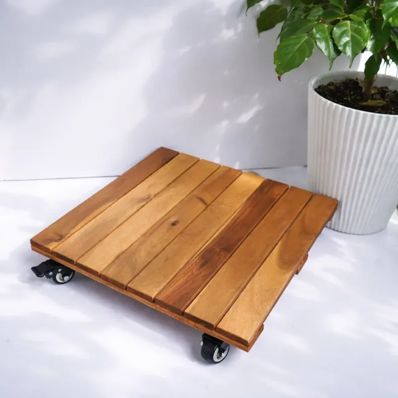 Square Wooden Plant Caddy with Wheels – 40cm, 120kg Load 6 square wooden plant caddy with wheels DV40V4F - front view