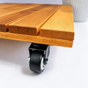 Square Wooden Plant Caddy with Wheels – 40cm, 120kg Load 3 square wooden plant caddy with wheels DV40V4F - craftsmanship detail
