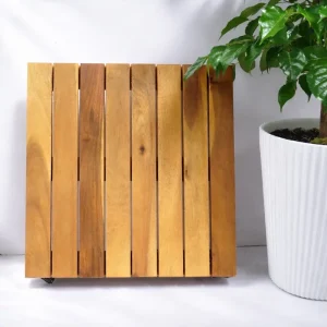 Square Wooden Plant Caddy with Wheels – 40cm, 120kg Load 4 square wooden plant caddy with wheels DV40V4F - material detail