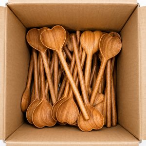handmade red wood decorative spoon - craftsmanship detail