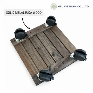 square dark walnut acacia plant caddy - image 2