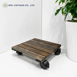 square dark walnut acacia plant caddy - image 3