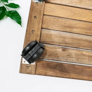 square dark walnut acacia plant caddy - image 10