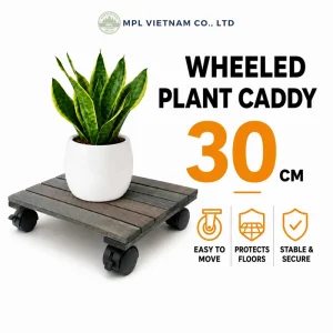 square dark walnut acacia plant caddy - image 11