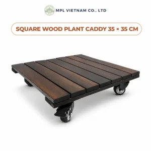 square dark walnut acacia plant caddy - image 2