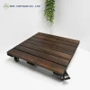 square dark walnut acacia plant caddy - image 1