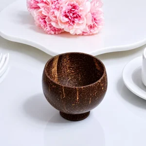 handmade coconut shell cup with flowers