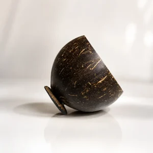 coconut shell cup angled view