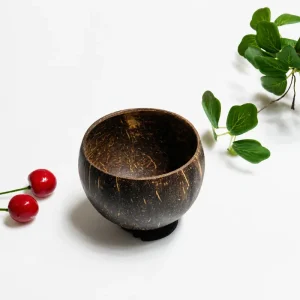natural coconut shell cup front view
