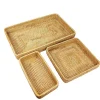 Handmade Rattan Bamboo Tray 7 Handmade rattan bamboo tray set with three rectangular and square trays on white