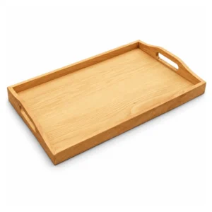 Rubberwood Carry Handle Tray 45 x 30 cm on a clean white background