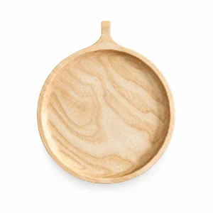 Medium Round Tab Tray in ash wood on white