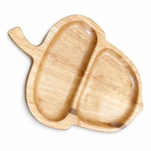 Rubberwood Pine-Cone-Shaped Tray 20 x 13 cm on a clean white background
