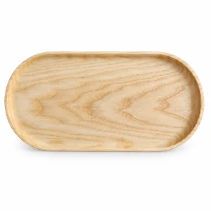 Medium Oval Ash Tray in ash wood on white