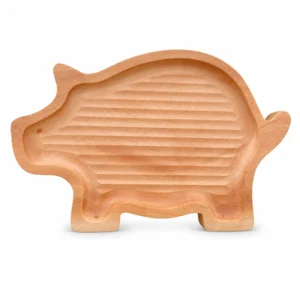 African Mahogany Pig-Shaped Serving Tray 30 x 20 cm on a clean white background