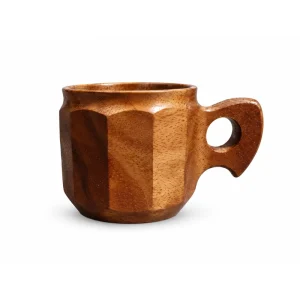 Faceted Double Hole Cup in doussie wood on white