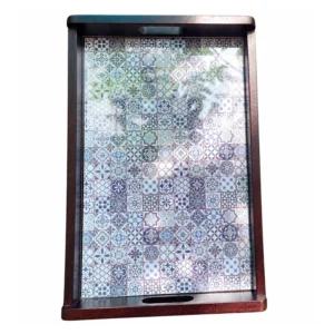 Rubberwood Decorative Tray 30 x 20 cm on a clean white background