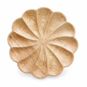 Radial Flower Ash Tray in ash wood on white