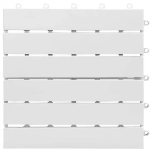 Flooring for balcony projects with six snow-white acacia slats