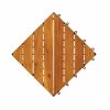 8-slat wooden interlocking deck tiles in natural gold on a white background