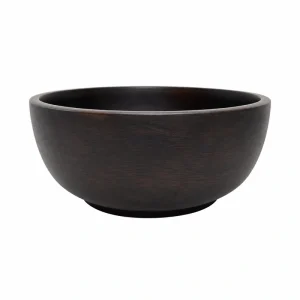 Walnut Color Rubberwood Bowl on a clean white background