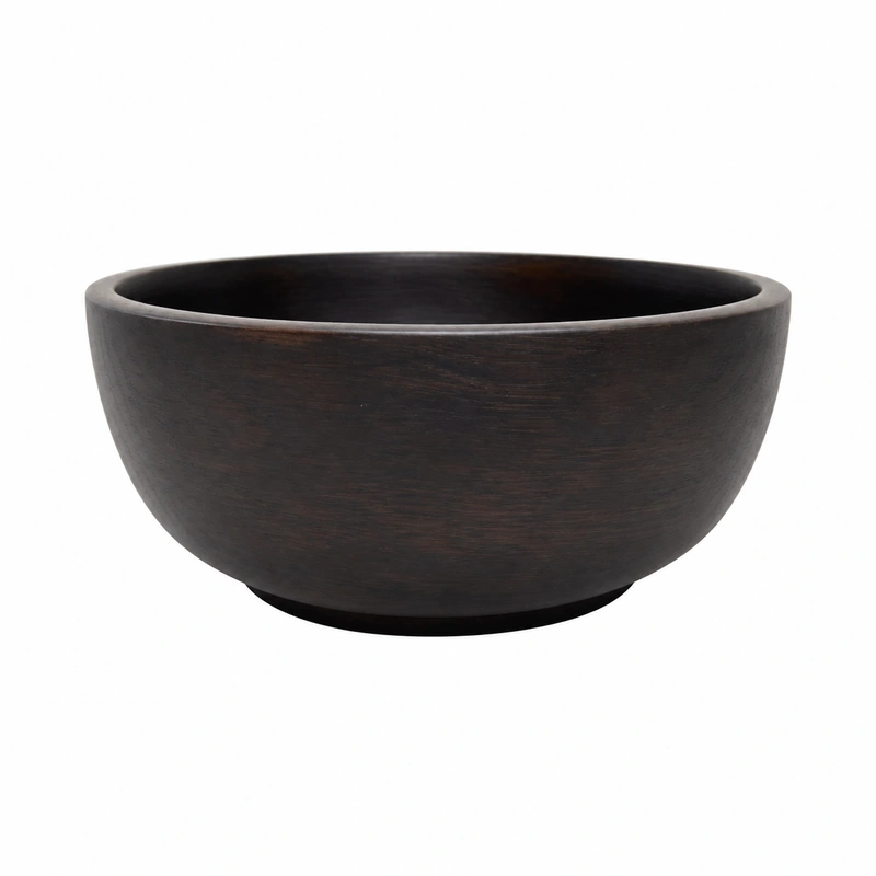 Walnut Color Rubberwood Bowl on a clean white background Walnut Color Rubberwood Bowl on a clean white background