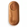 African Mahogany Oval Tray with Cup Recess 18 x 10 cm on a clean white background