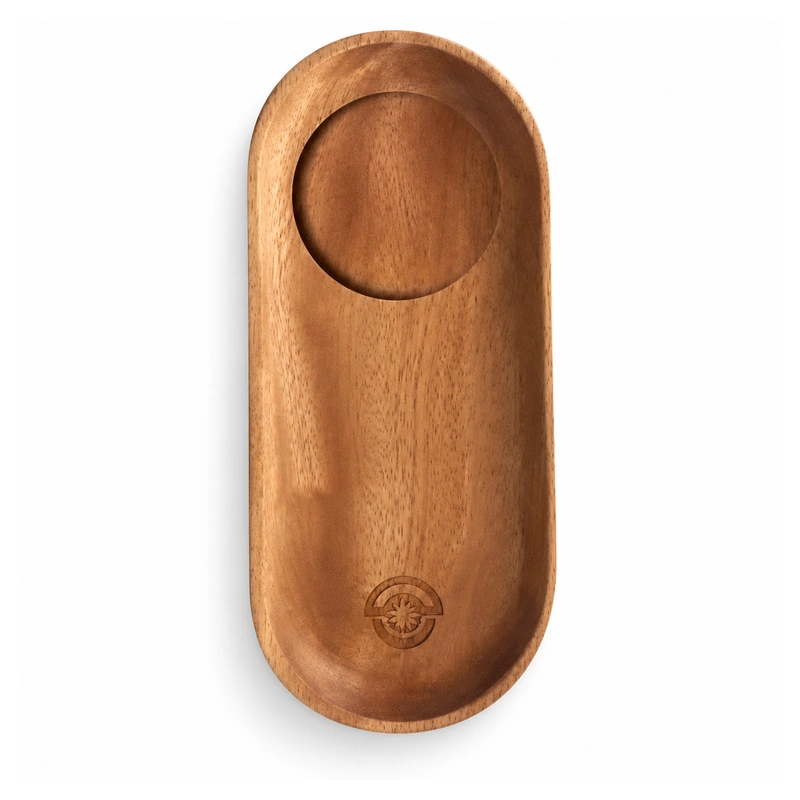 African Mahogany Oval Tray with Cup Recess 18 x 10 cm on a clean white background African Mahogany Oval Tray with Cup Recess 18 x 10 cm on a clean white background