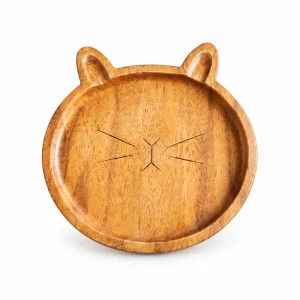 Cat Shaped Wood Tray in doussie wood on white