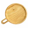 Rubberwood Round Tray with Cutout Handle 30 x 25 cm on a clean white background