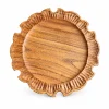 Scalloped Vintage Wood Tray in doussie wood on white