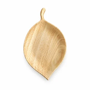 Small Leaf Ash Tray in ash wood on white