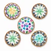 Wholesale Rattan Mother of Pearl Inlay Coasters 7 Rattan mother of pearl inlay coasters showing colourful flower and heart designs